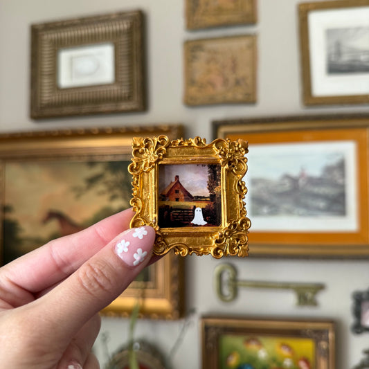 Vintage Style Resin ornate Mini ghost scenery art print Magnet