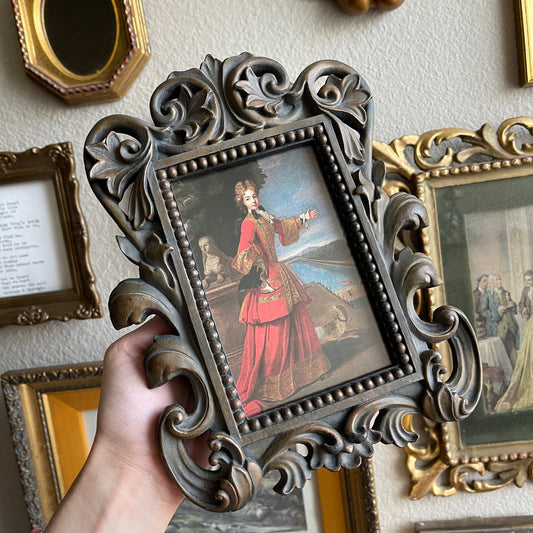 Vintage style ornate french chunky Portrait Art Print framed