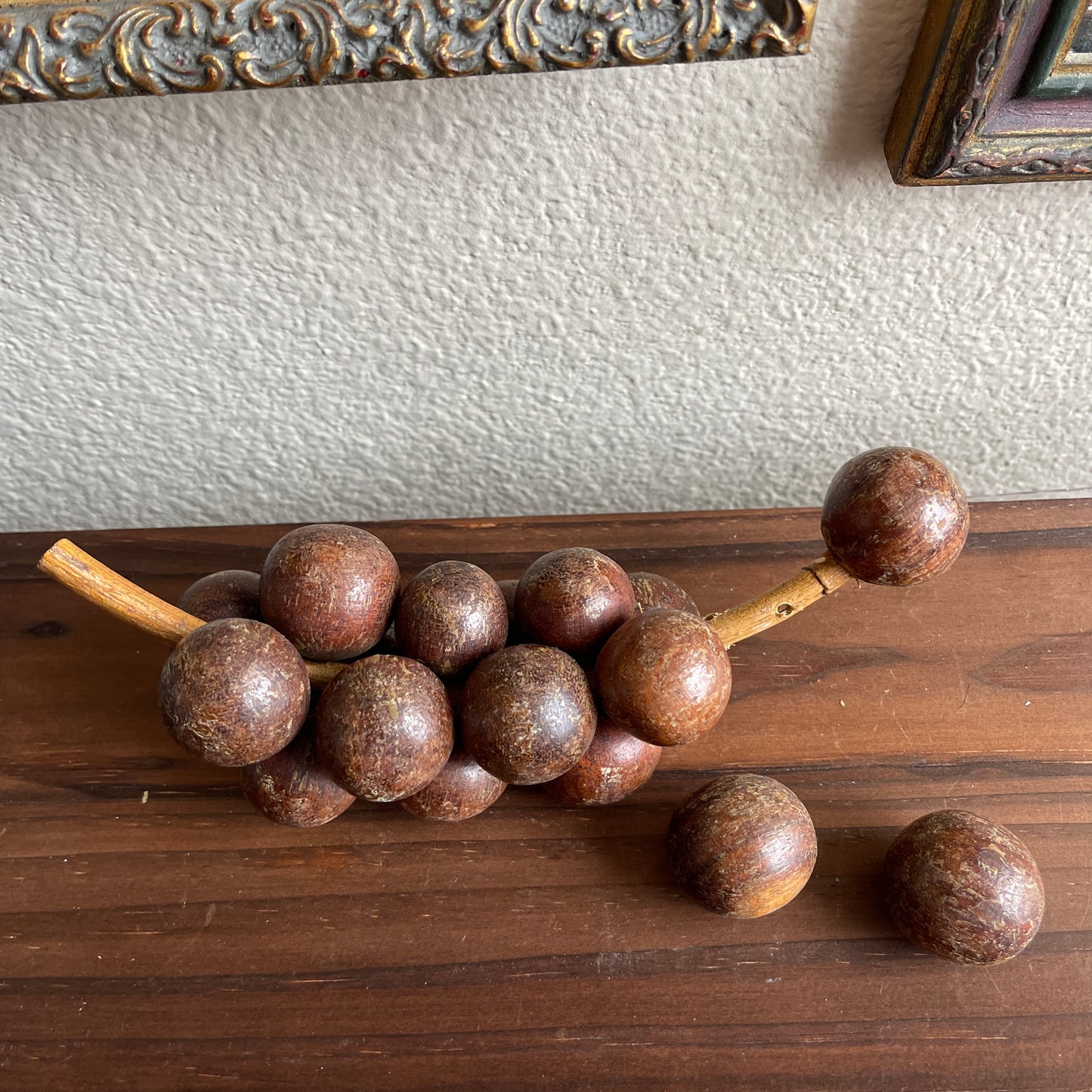 Vintage Carved Wooden Fruit and Basket Vintage 9 Piece Set