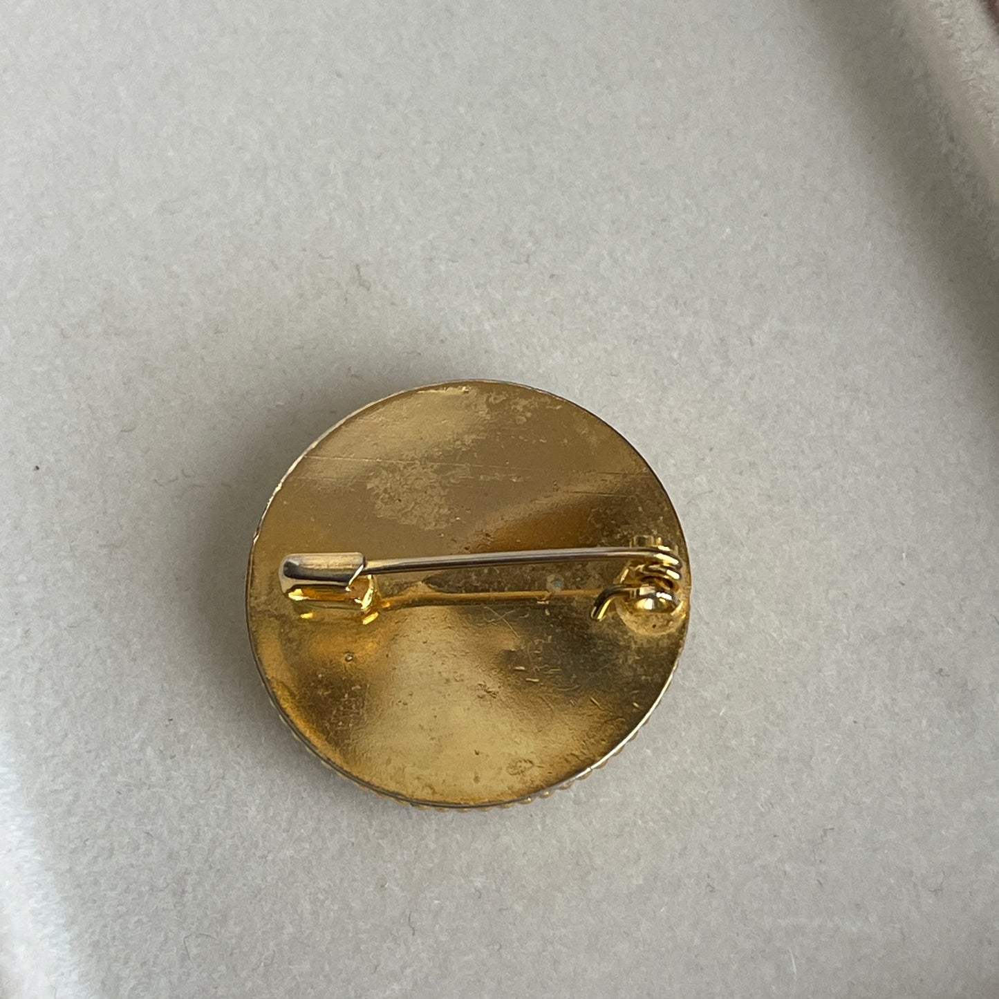 Antique Vintage Italy Micro Mosaic Round Flower Pin Brooch