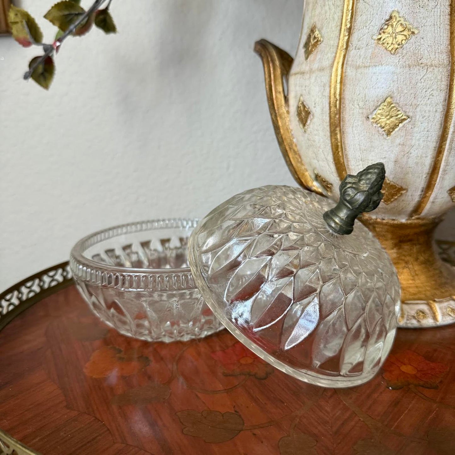 Vintage Two Piece Round Glass Candy Dish