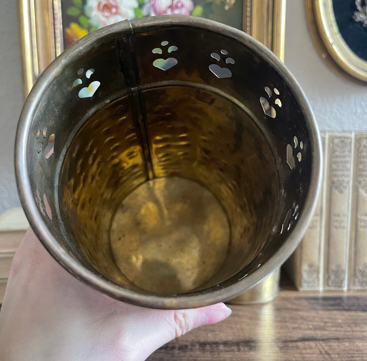 Vintage brass tin tassle canister set