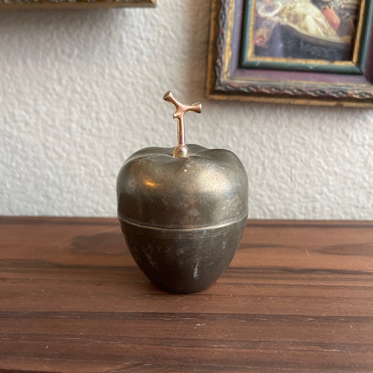 Vintage Brass Apple Trinket Box