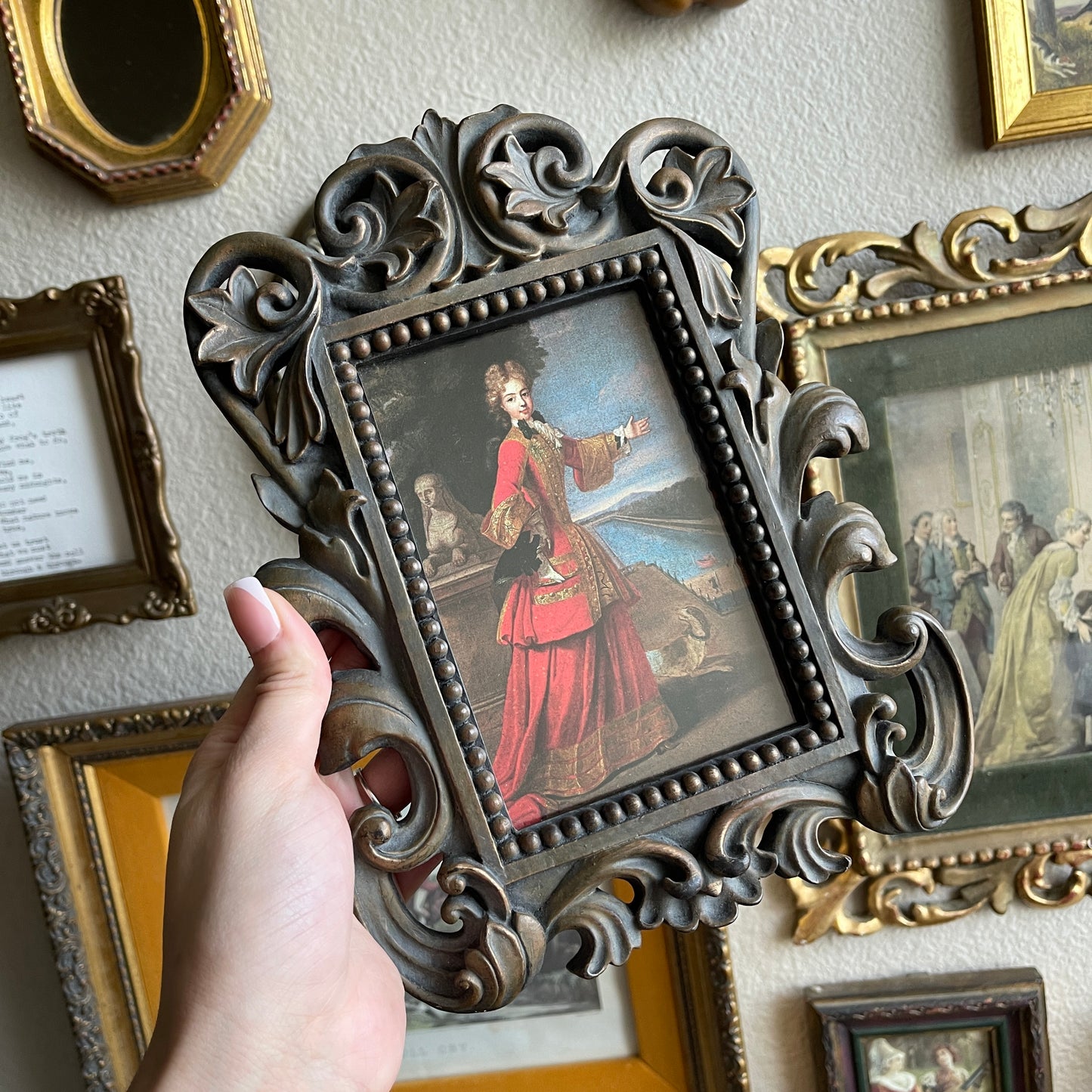 Vintage style ornate french chunky Portrait Art Print framed