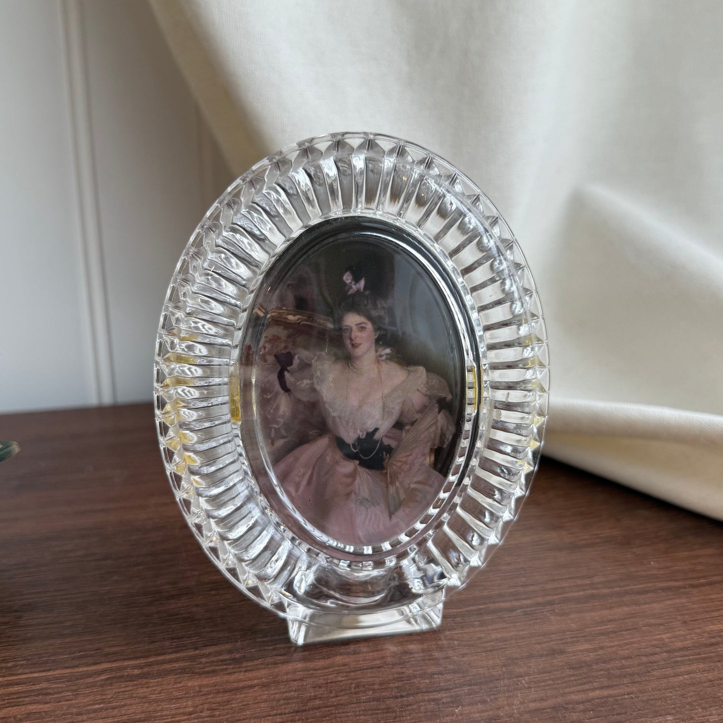 Vintage Oval glass clear Lady portrait Print Framed