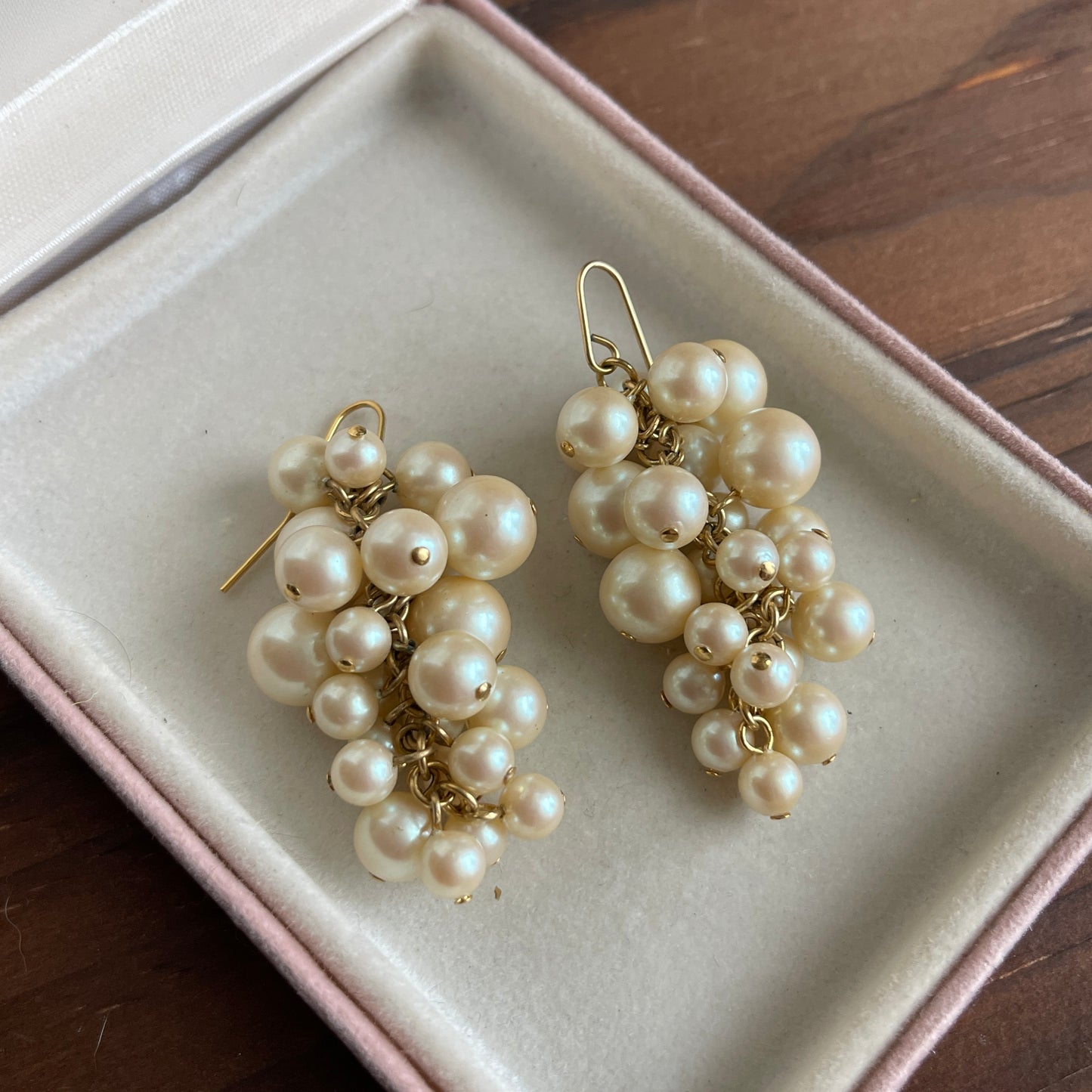 Vintage Monet grape cluster pearl earrings