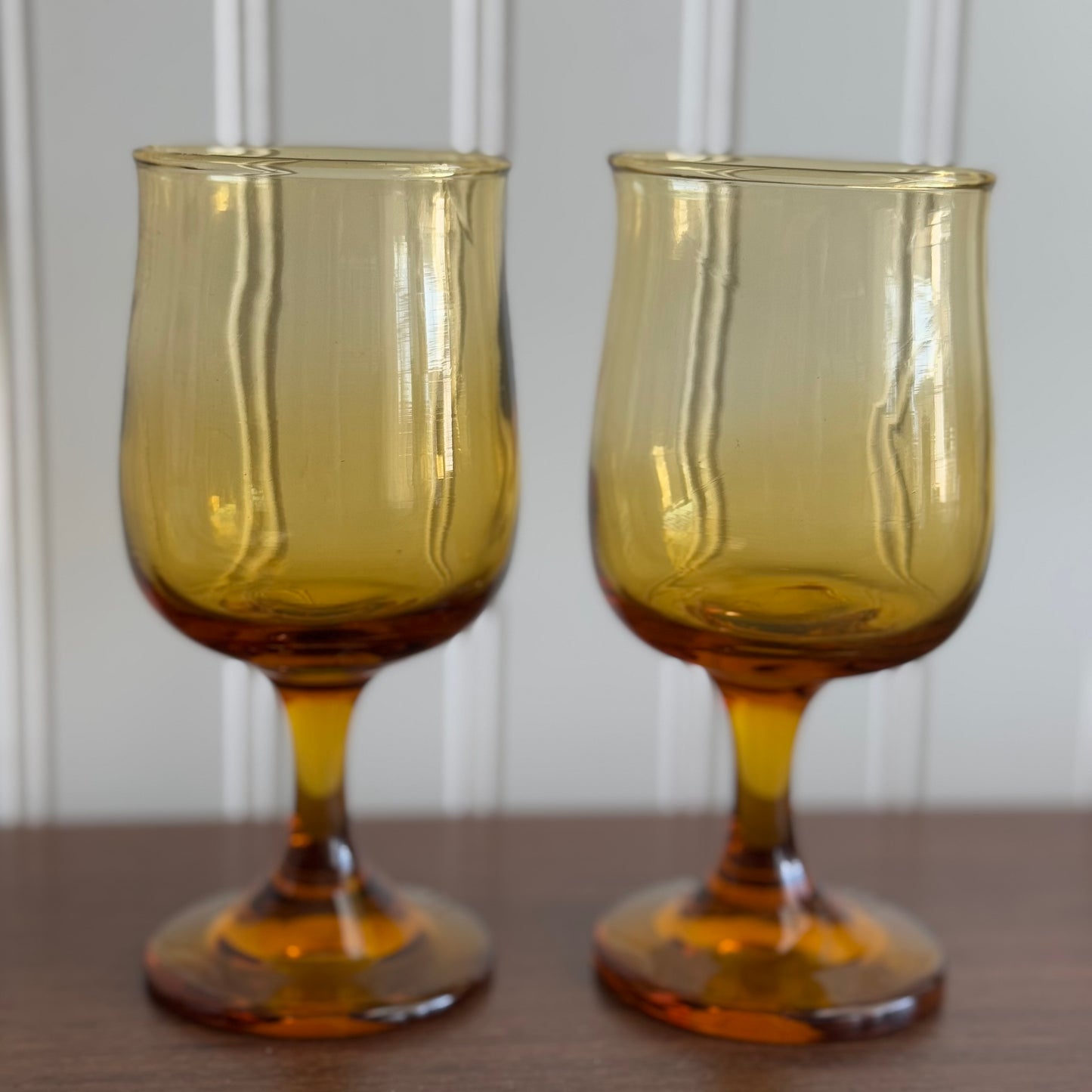 Libbey amber yellow wine glass