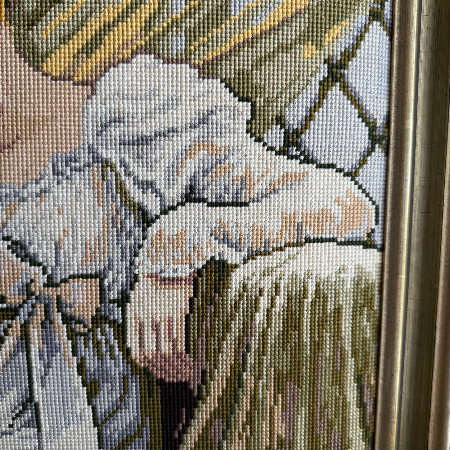 Vintage needlepoint Lady Framed