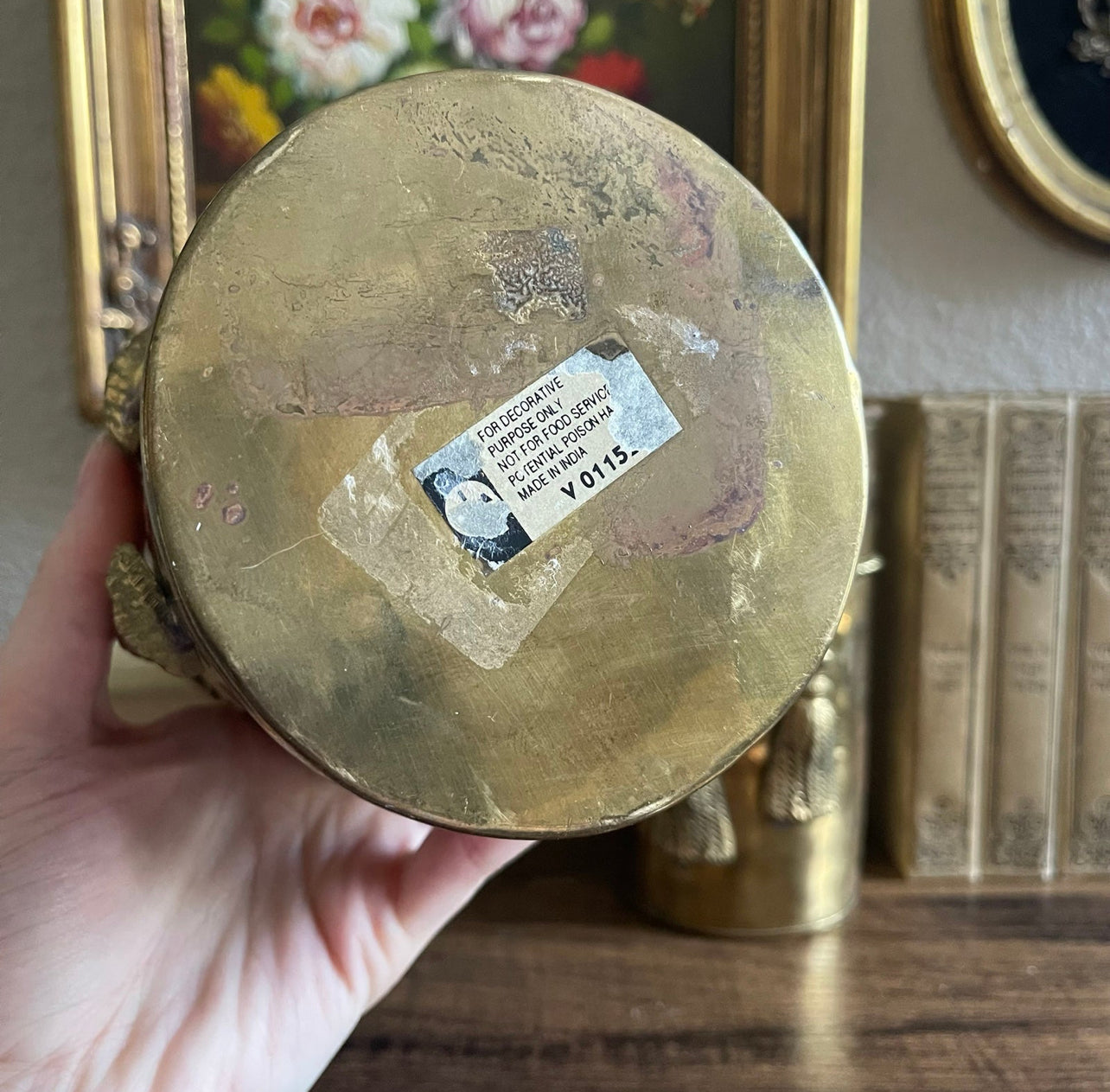 Vintage brass tin tassle canister set