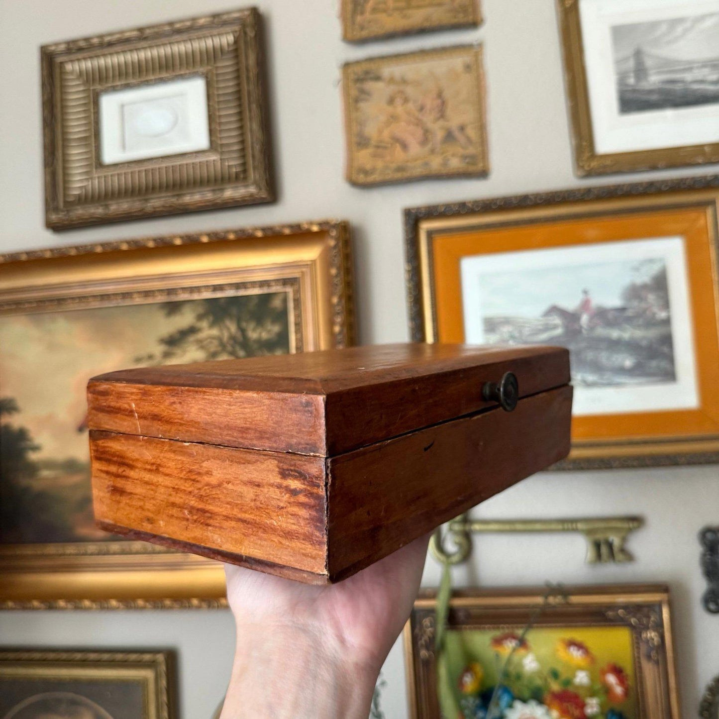 Vintage Wooden Box with metal hardware