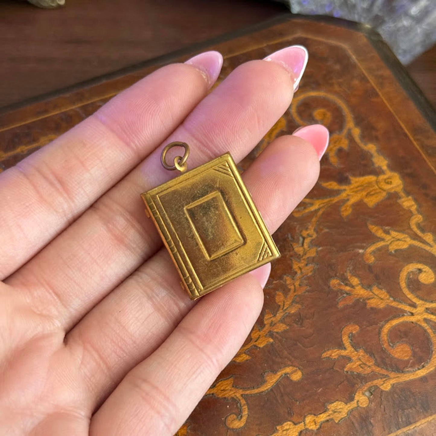 Vintage Gold Tone Book Locket Pendant