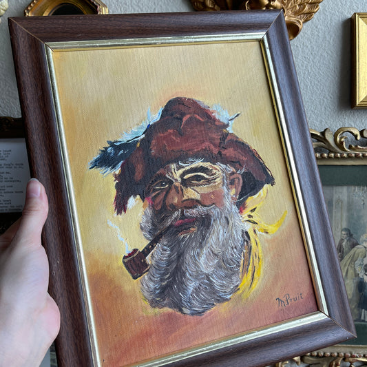 Vintage signed 1977 Man portrait painting