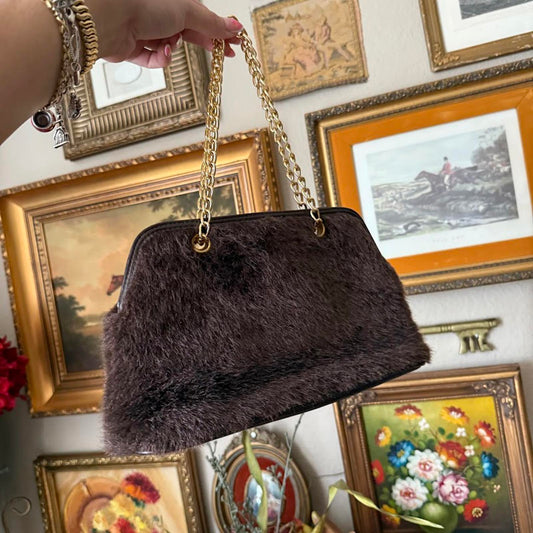 Vintage Brown Victoria Secret Faux Fur Bag