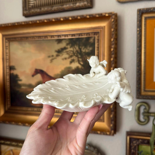 Vintage Cream Ceramic Cherub Soap Dish