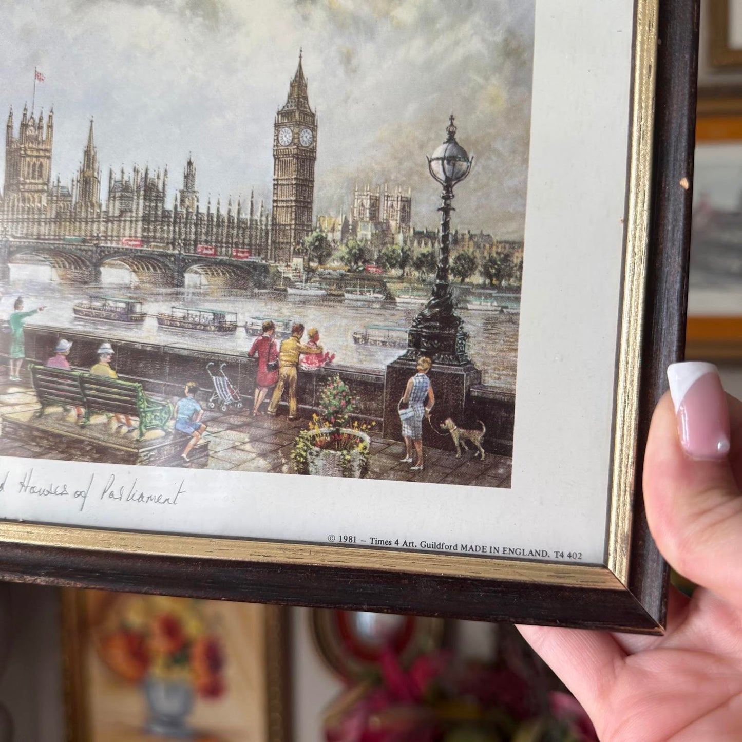 Vintage London Print in Wooden Frame