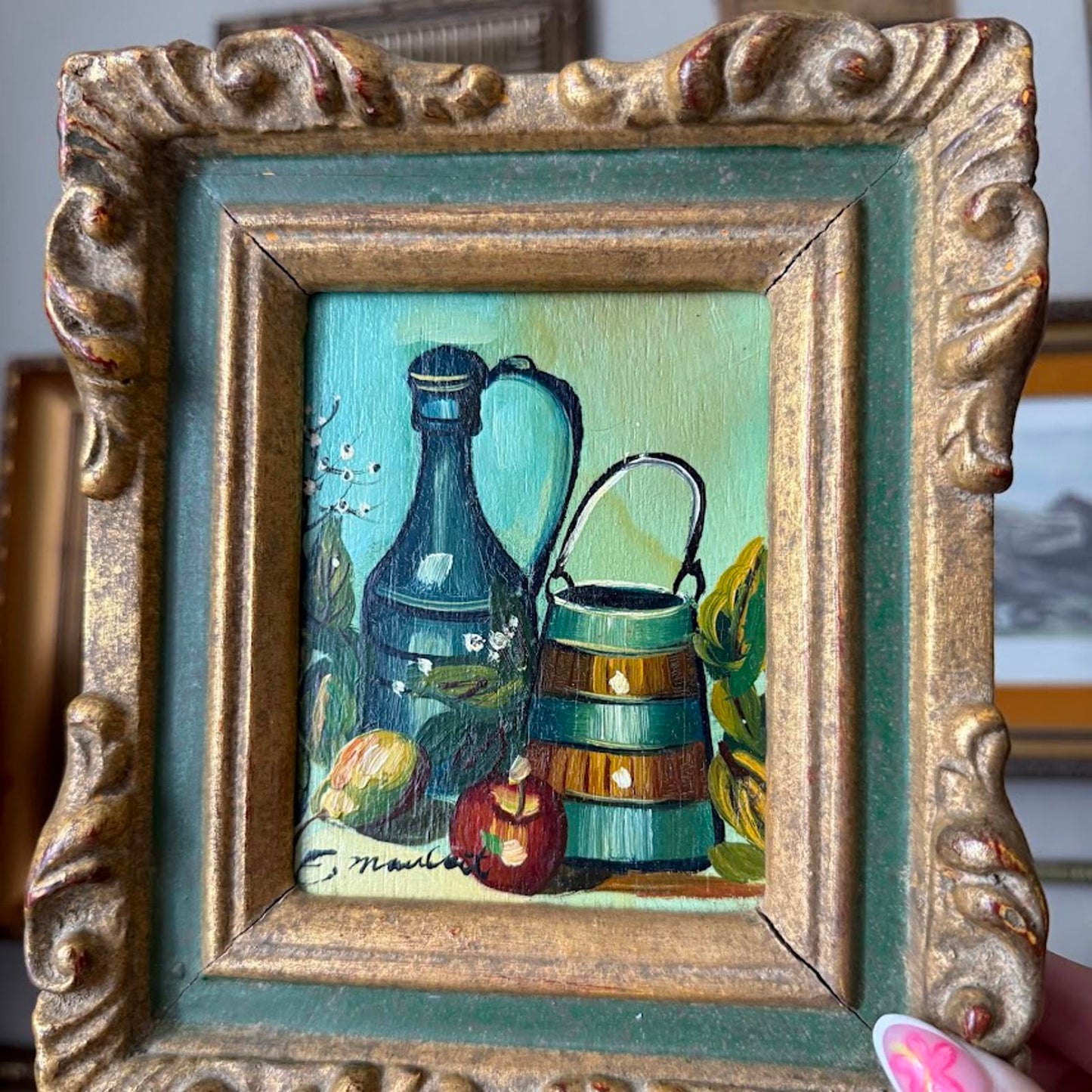 Vintage Gold Ornate Frame with Still Life Painting