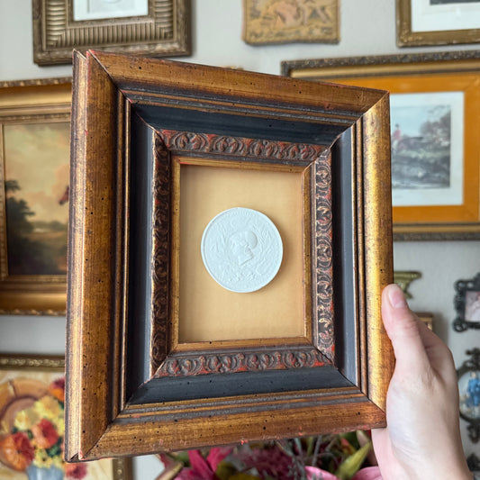 Vintage style framed plaster intaglio