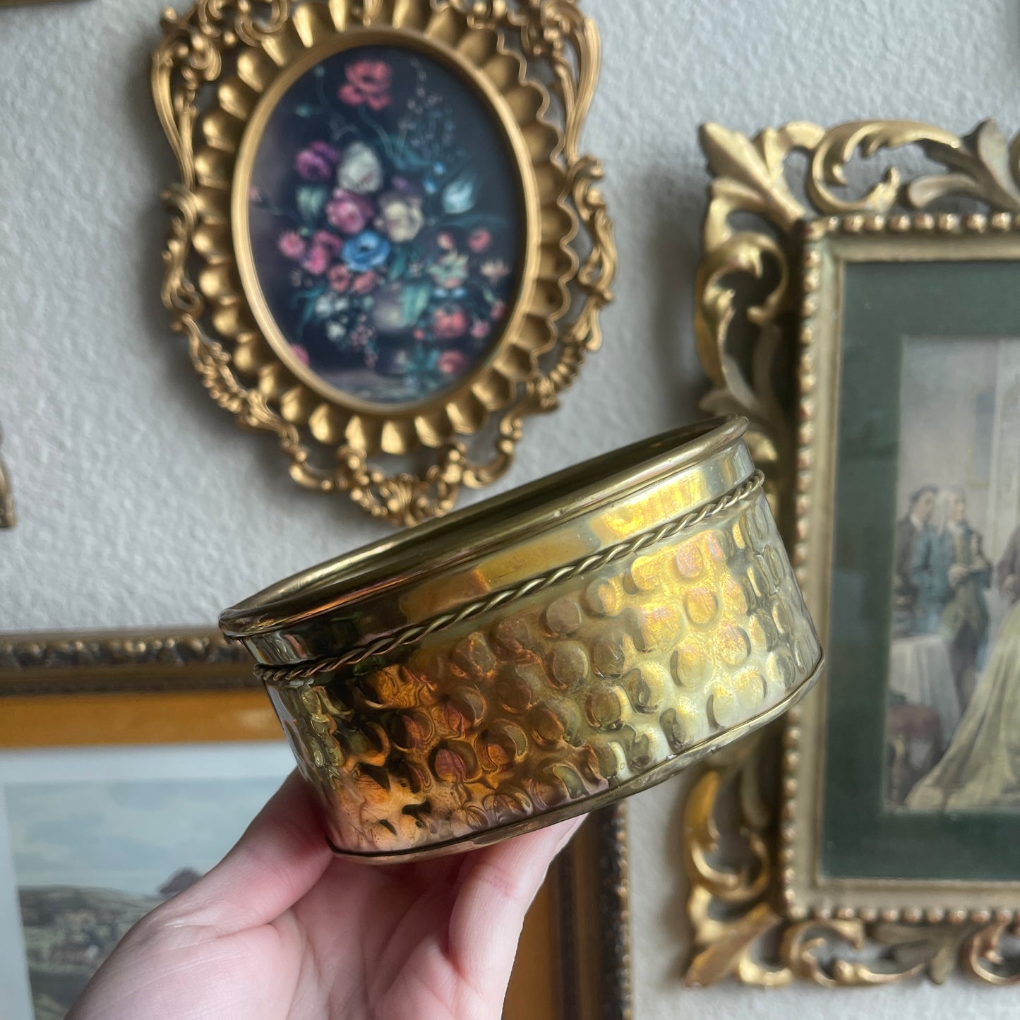 Vintage small Brass Planter with Brass Rope & Tassels details