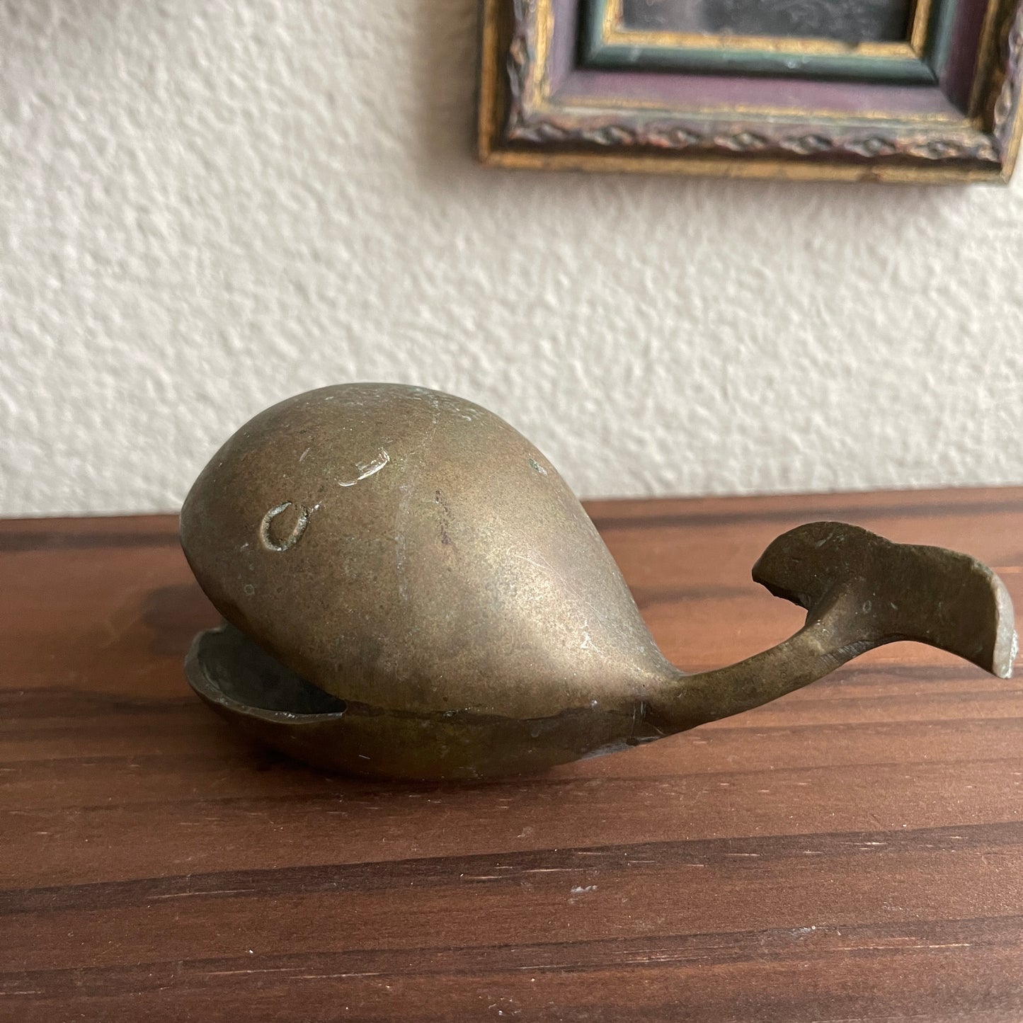 Vintage Solid Brass Whale Ashtray /Paperweight