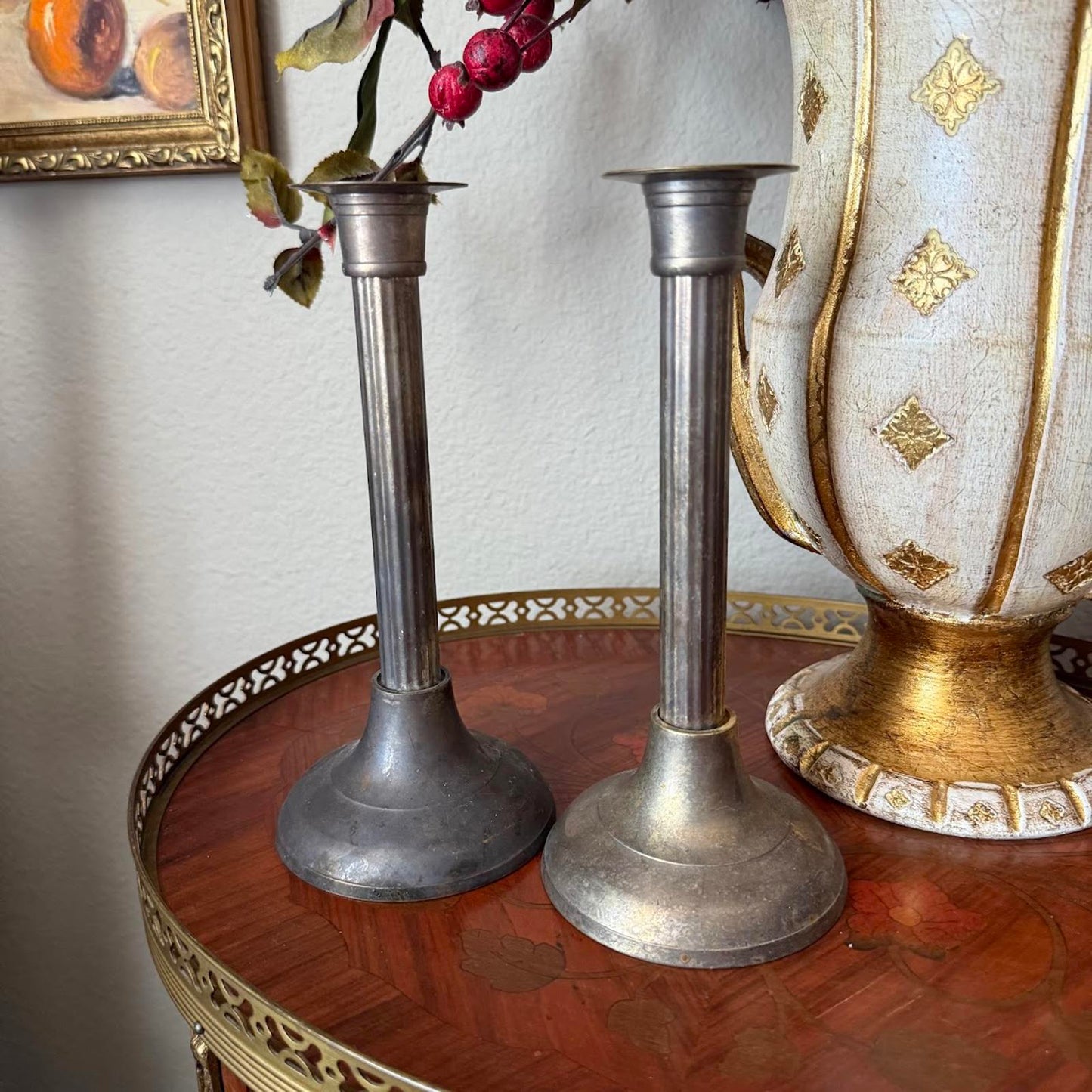 Vintage Silver Plated Taper Candle Holders-Set of Two