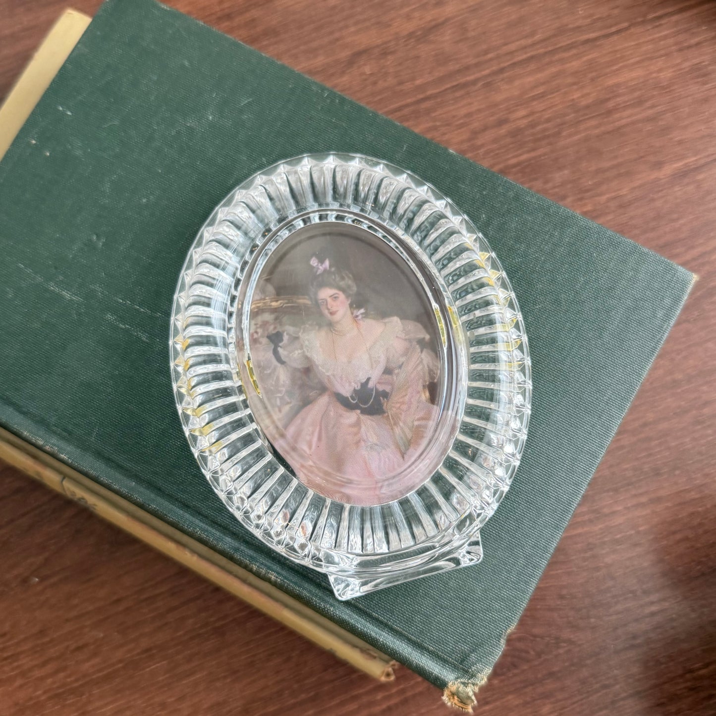 Vintage Oval glass clear Lady portrait Print Framed