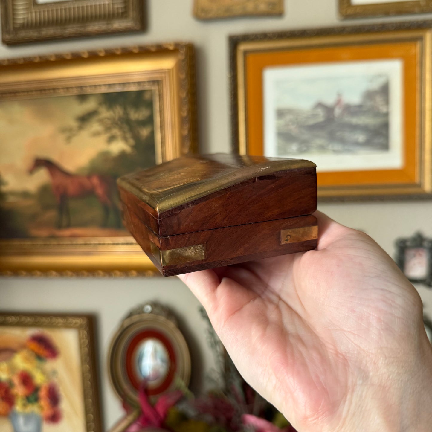 Vintage Wooden & Brass Anchor Box