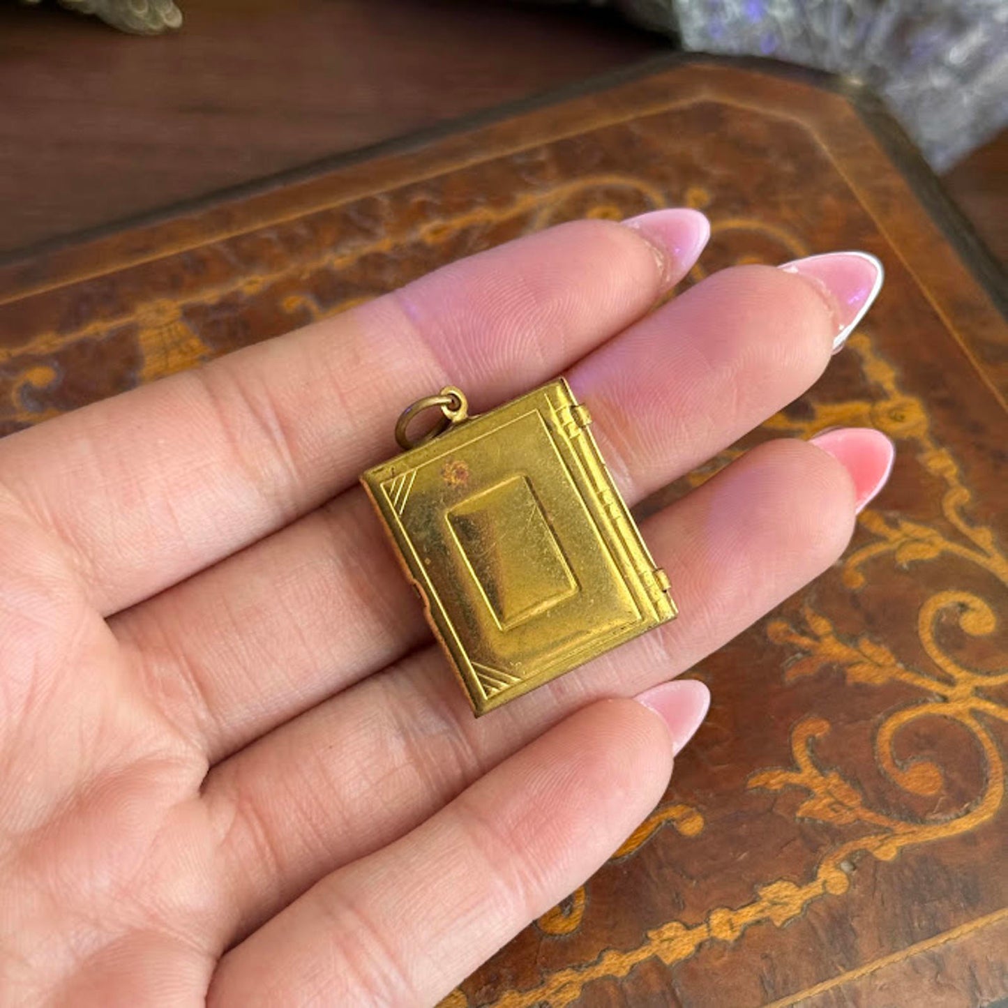 Vintage Gold Tone Book Locket Pendant