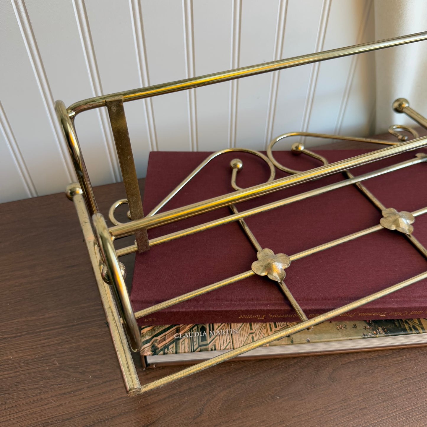 Vintage Metal & Glass Wall Mount Shelf & Bath Towel Bar