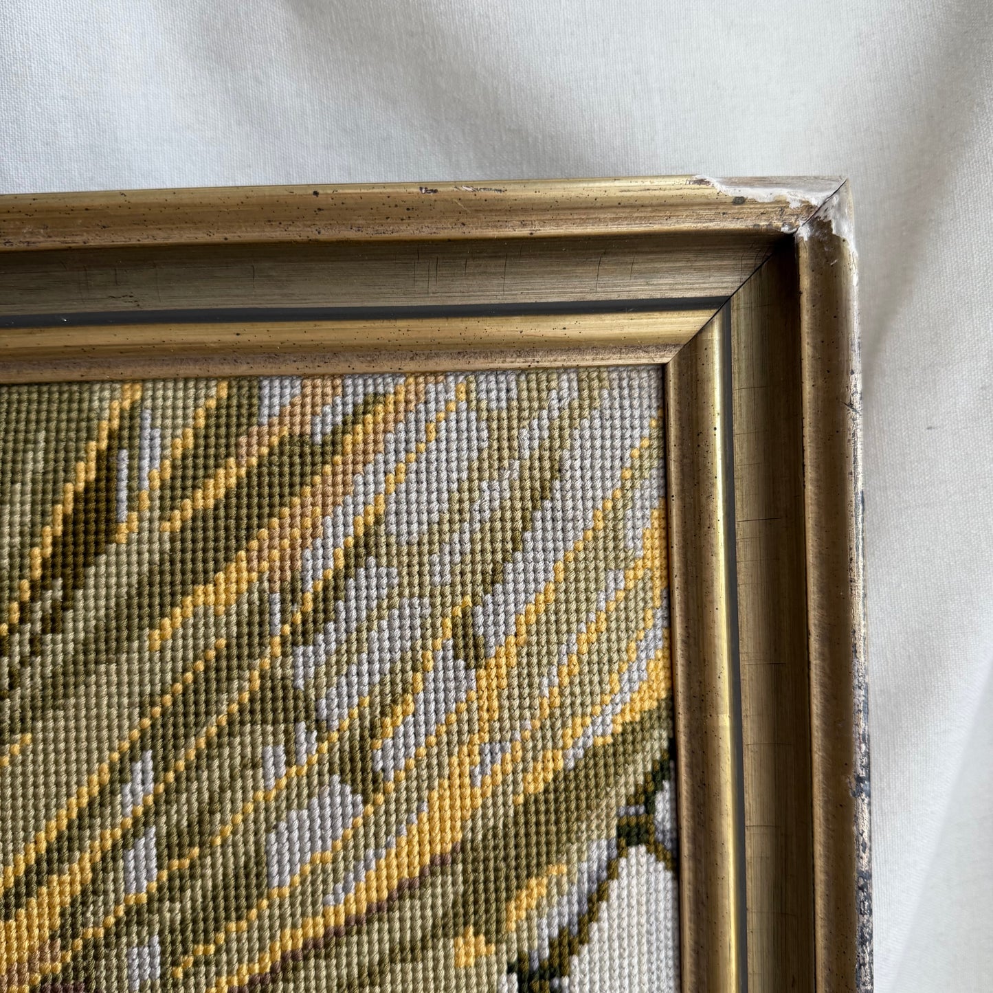 Vintage needlepoint Lady Framed