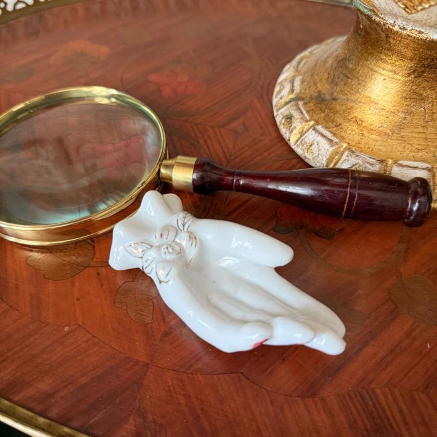 Vintage Milk Glass Open Hand Trinket Dish