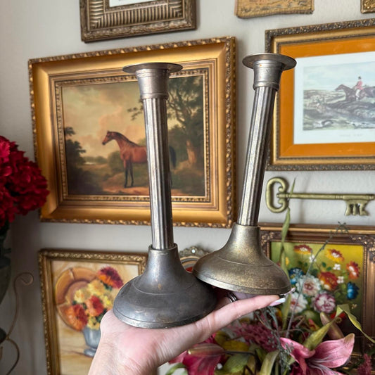 Vintage Silver Plated Taper Candle Holders-Set of Two