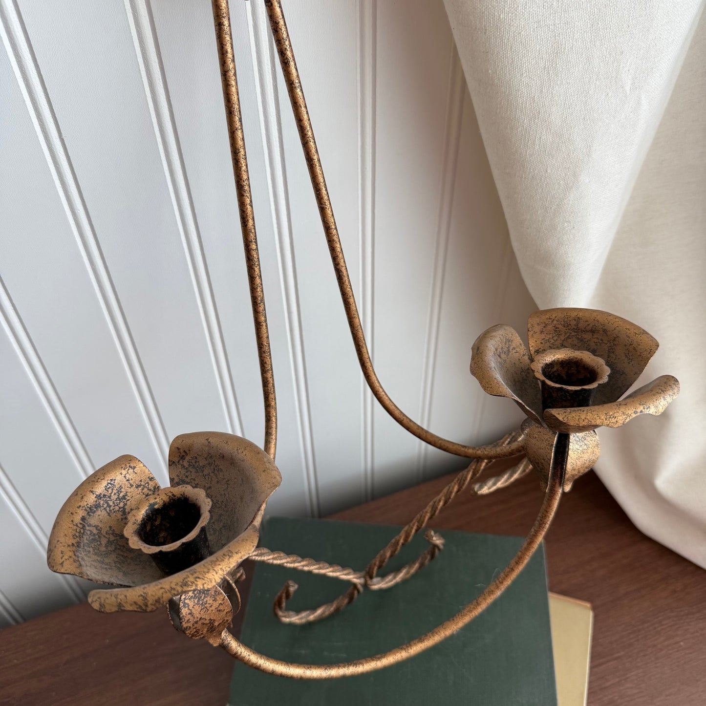Homco Double Arm Candle Tulip Rose Holder Wall Sconce