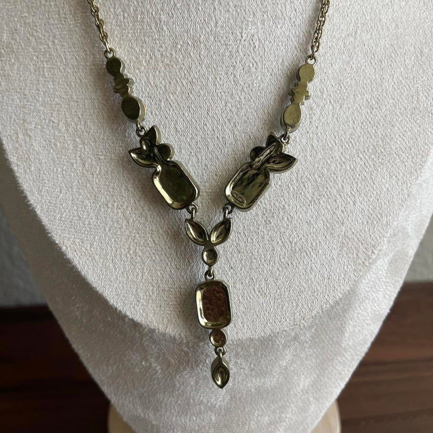 Vintage Avon Opalite Blue Green Blue Topaz Rhinestone Drop Necklace