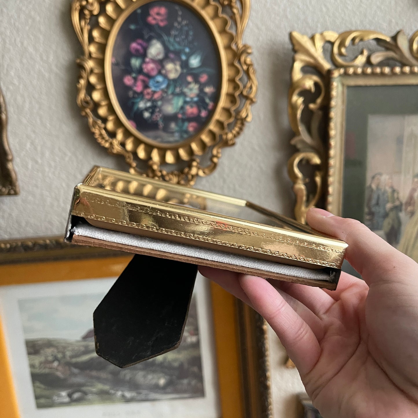Vintage Shadow gold framed plaster Intaglio