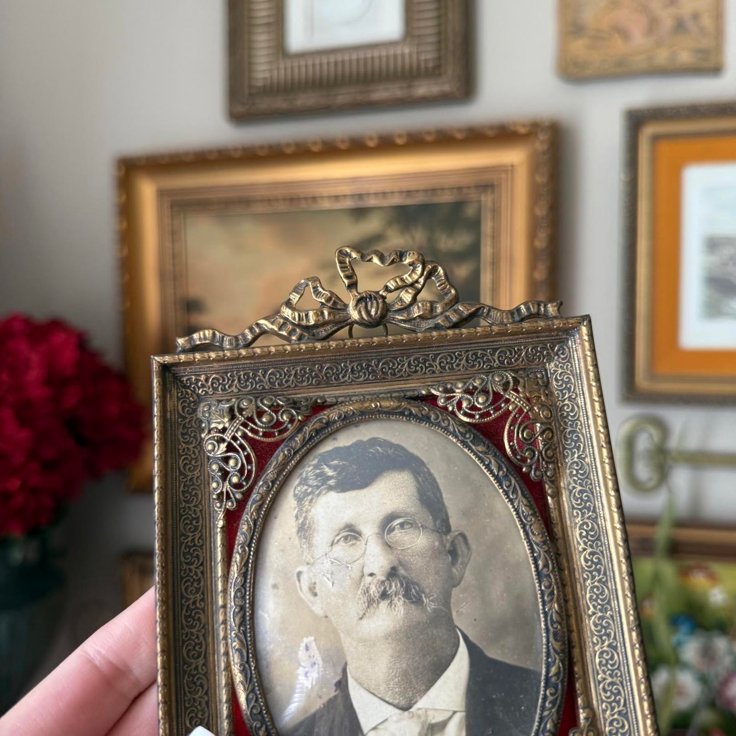 Vintage Portrait of a Man in Metal Frame