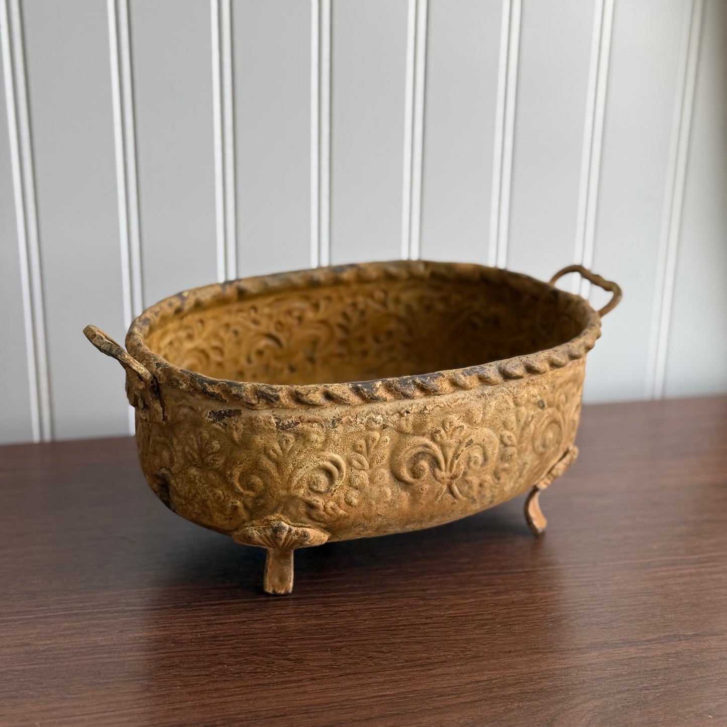Vintage Rustic Metal Footed Planter