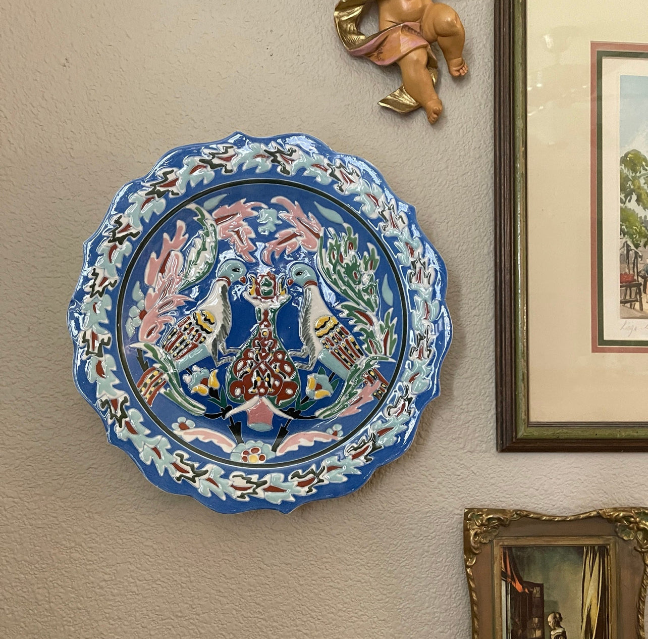 Vintage Turkish ceramic hand painted plate