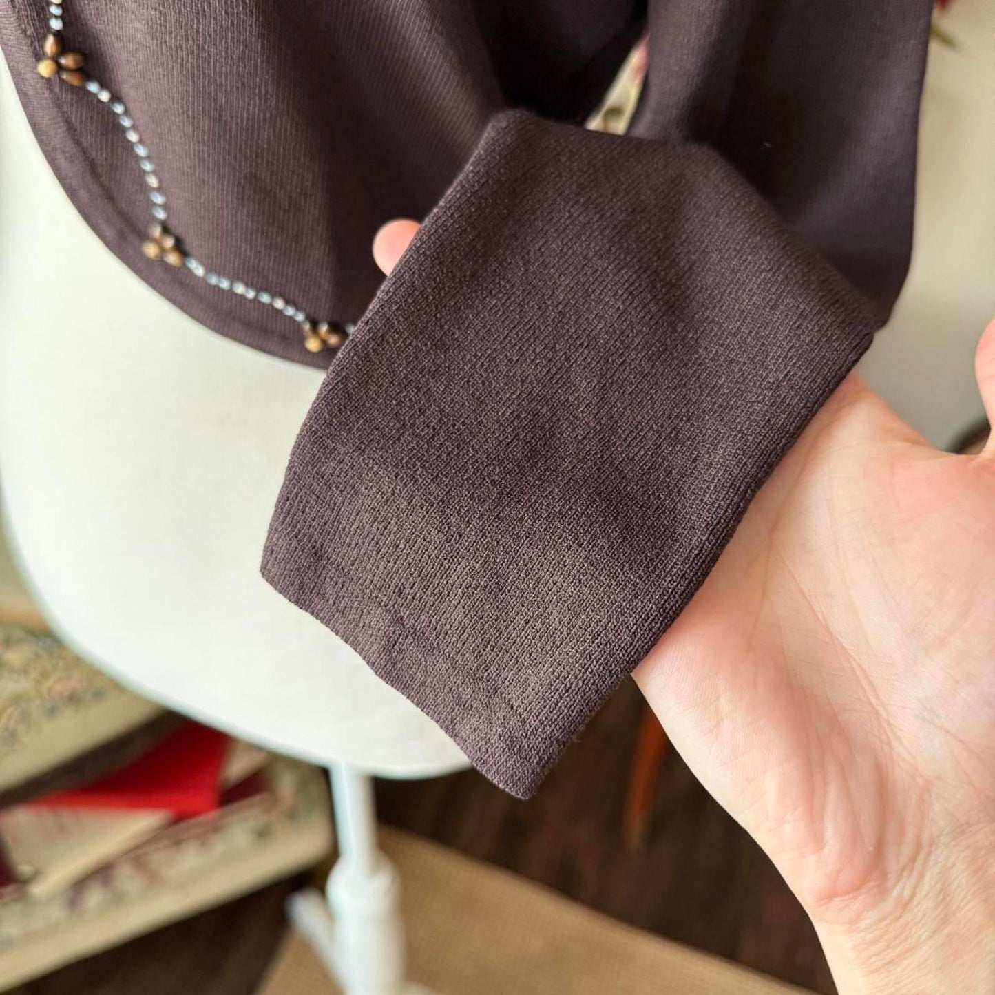 Women's Brown and Purple Cardigan