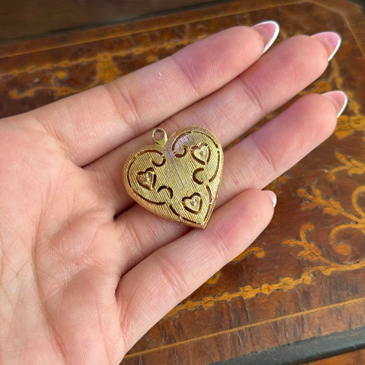 Vintage Gold Tone Heart Shaped Pendant