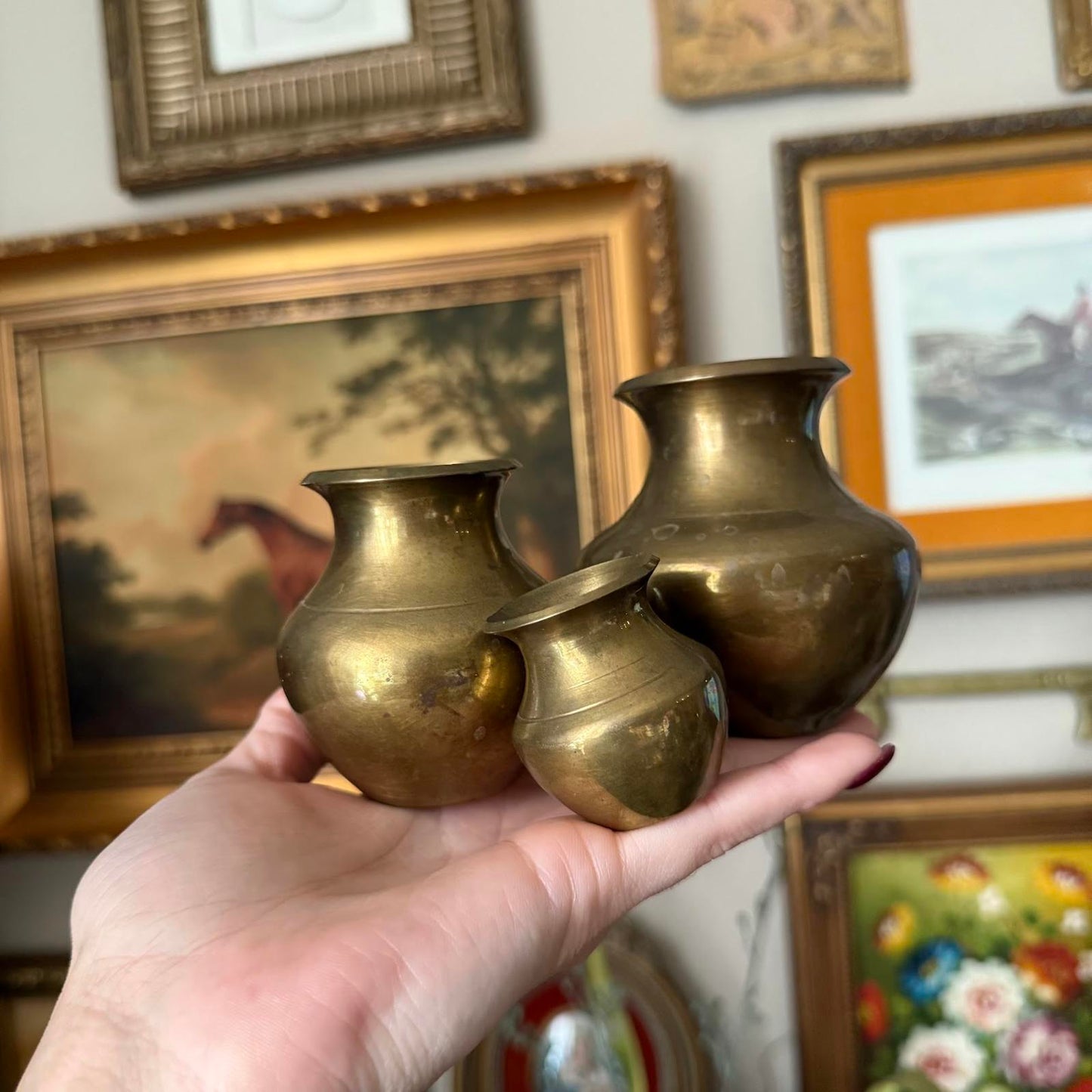 Vintage Antique brass Holy Water Vessels Vase Pot