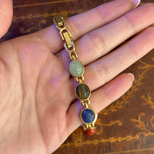 Peck & Peck Scarab Gemstone Bracelet Oval Quartz