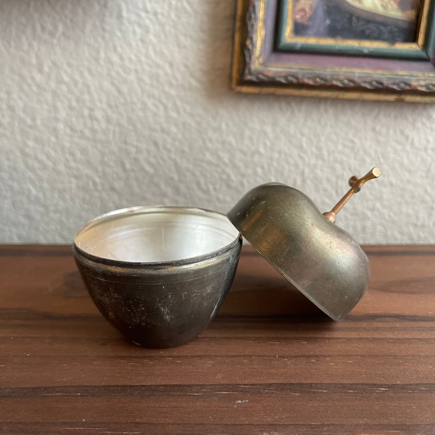 Vintage Brass Apple Trinket Box