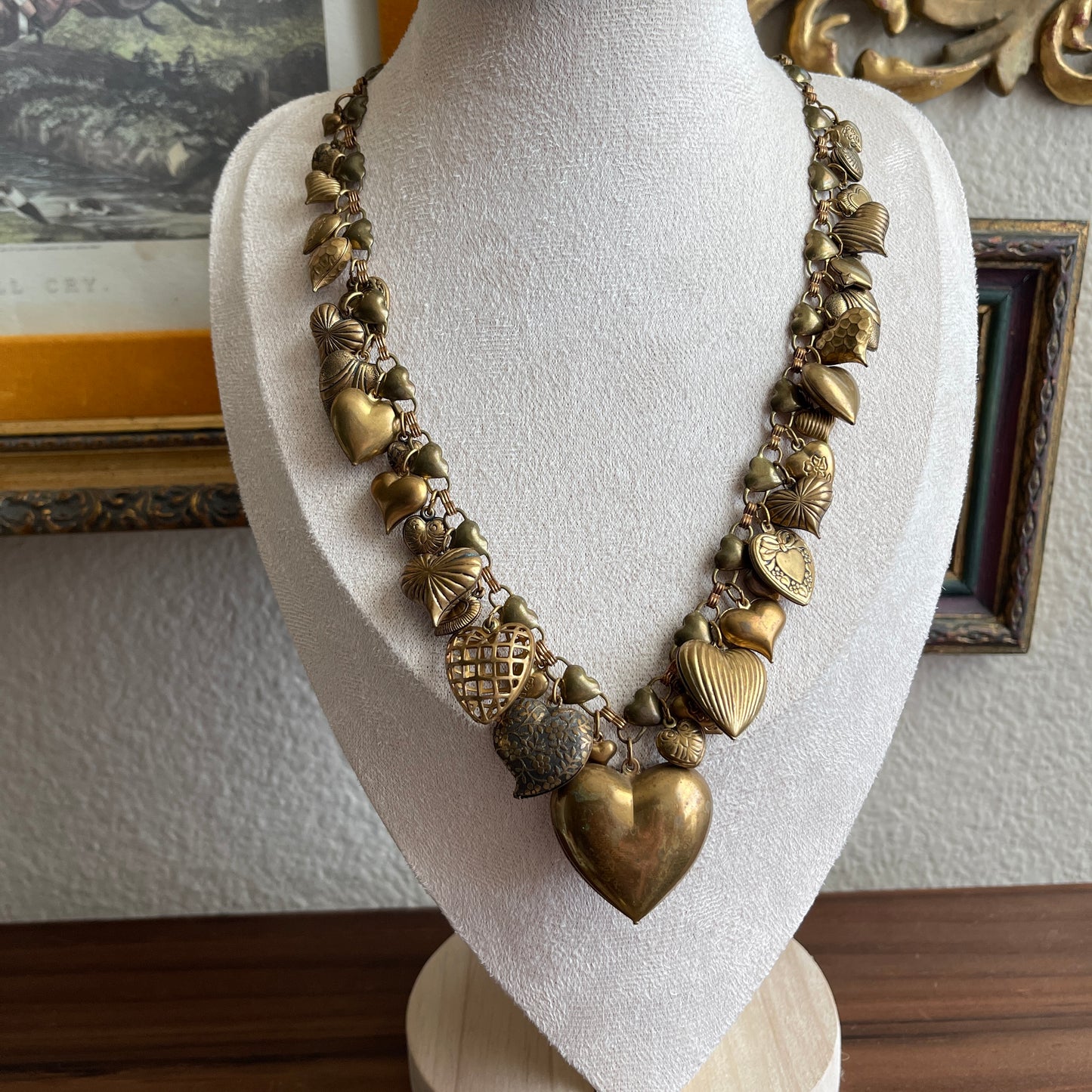 Vintage heart charms full necklace