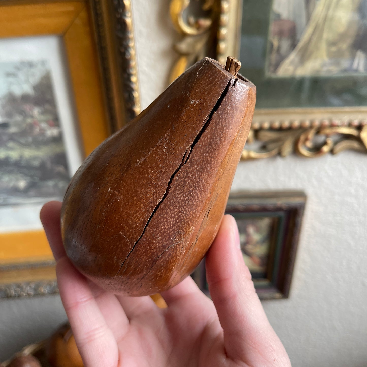 Vintage Carved Wooden Fruit and Basket Vintage 9 Piece Set