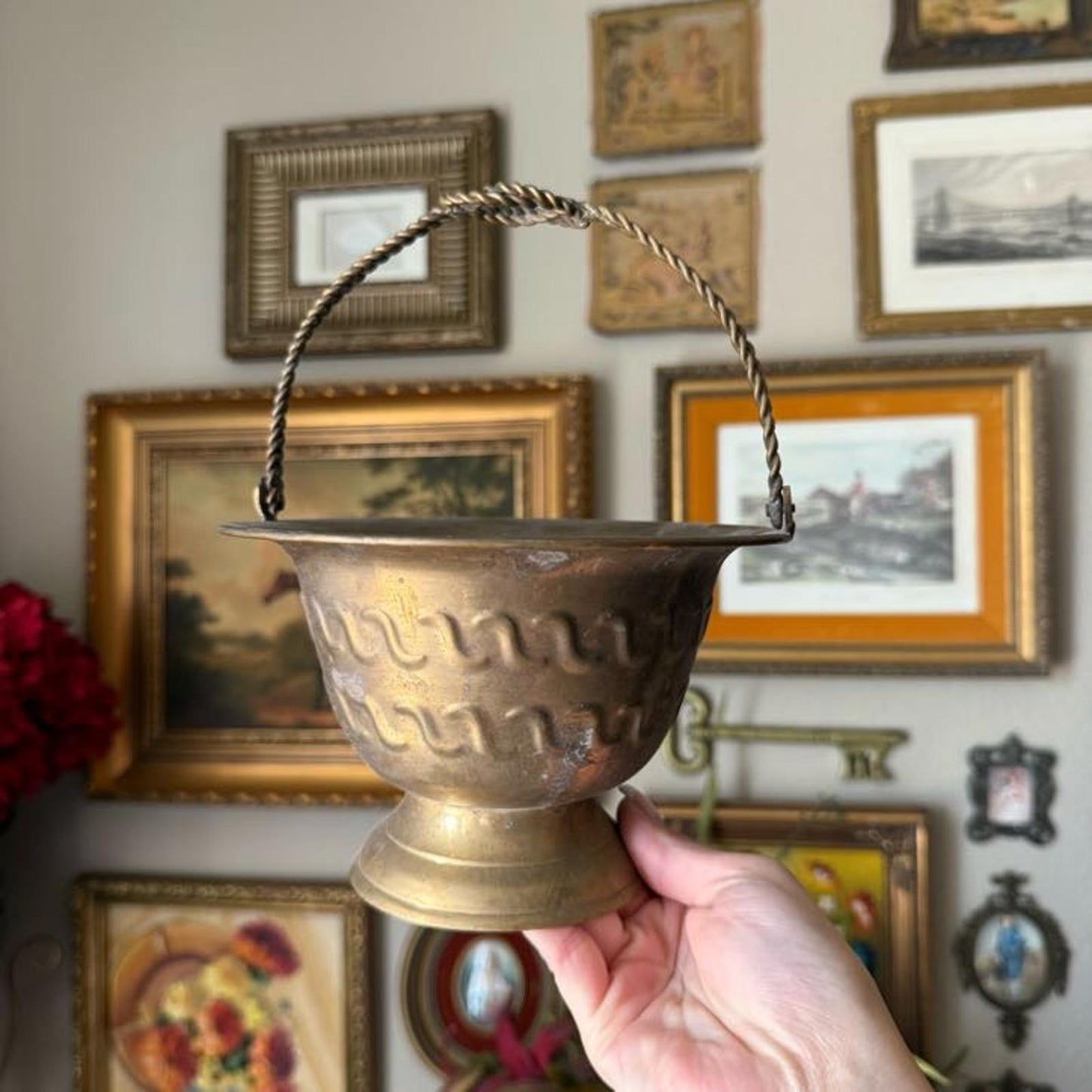 Vintage Brass Rope Detail Basket