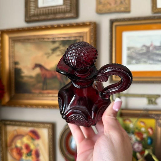 Vintage Avon 1876 Cape Cod Collection Ruby Red Glass Oil Bottle