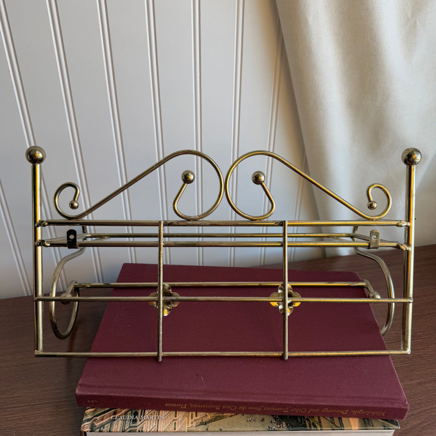 Vintage Metal & Glass Wall Mount Shelf & Bath Towel Bar