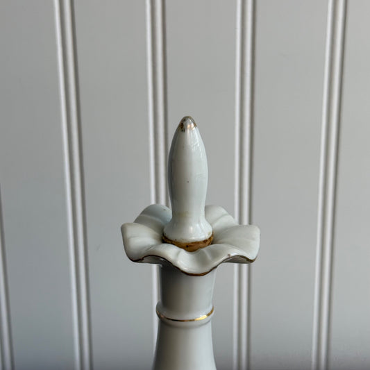 Vintage Porcelain Bottle Hand Painted Roses Floral With Stopper