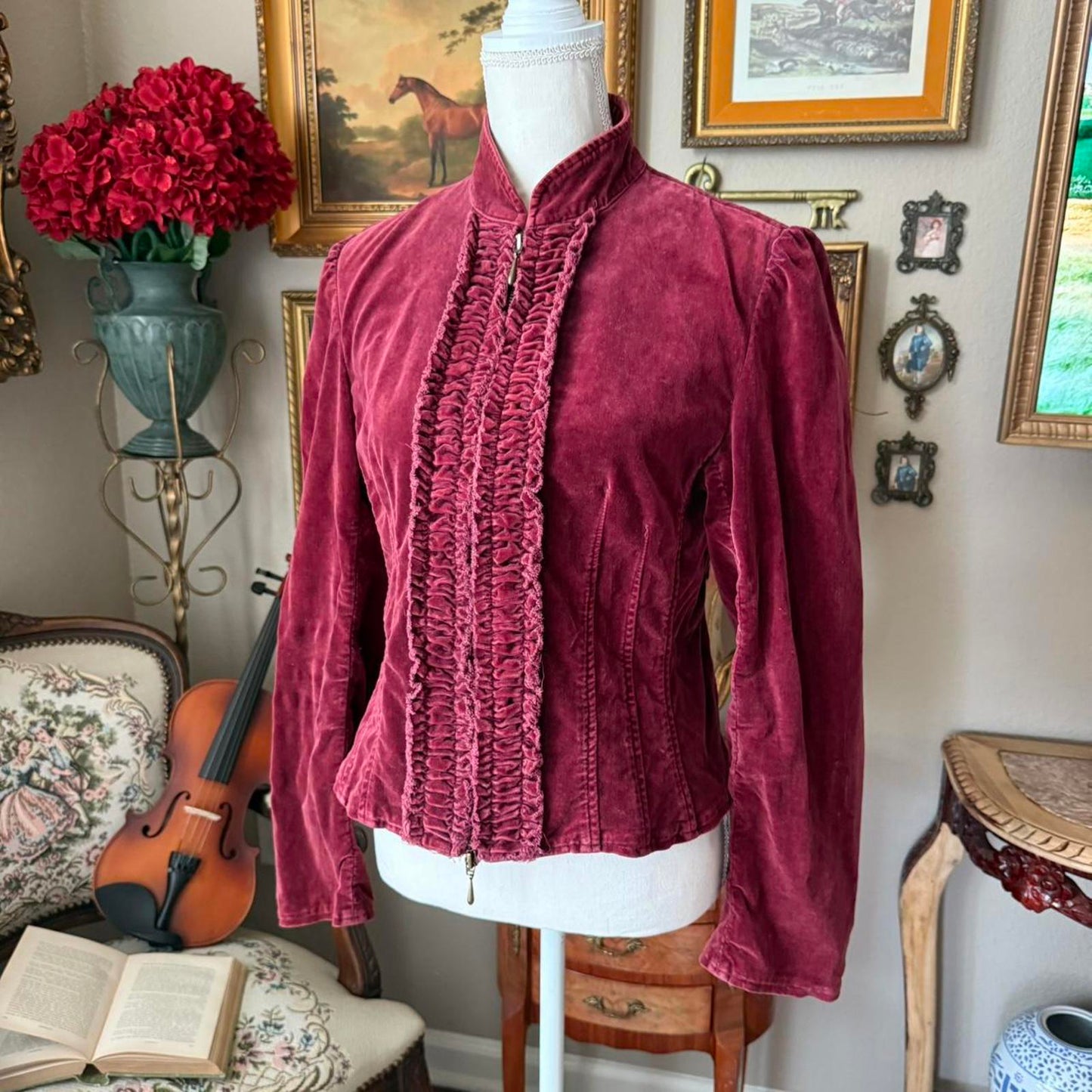 Express Women's Burgundy and Red Jacket