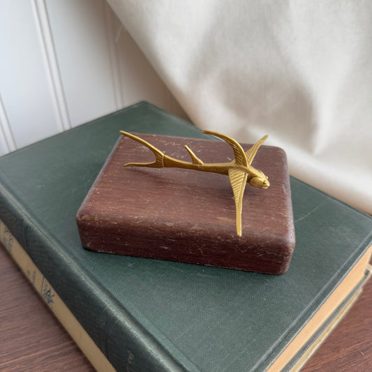 MCM Gold figurine on wood block